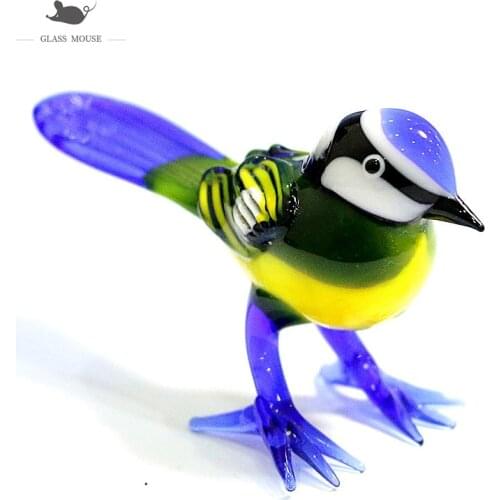 Miniature Murano Glass Bird Figurines Home Decor Craft Ornaments Cute Vivid Colorful Animal Small Statue New Year Gifts For Kids