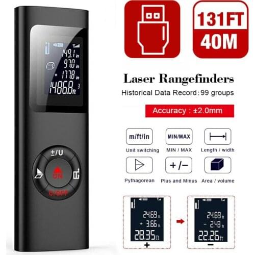 Multifunctional 40M LCD Digital Laser Rangefinder Smart Digital Laser Distance Meter Range Portable USB Charging Rangefinder