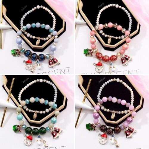 Fashion Gilrfriend Gift Bracelet Elegant Crystal Pendant Charms Female Korean Simple Sisters Christmas Bracelet Accessories,1Set