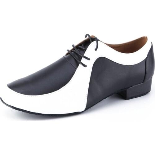 Mens Latin Ballroom Dance Shoes Professional Black Leather Latin Salsa Shoes Plus Size Low Heel Tango Ballroom Dance Shoes