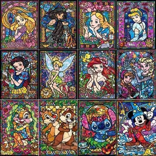 5D Disney Cartoon Character Diamond Painting Full Square Circle Crafts Mosaic Cross Stitch Kit Home Background Wall Decoration