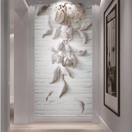 Beibehang wall paper 3d flooring art mural white flowers Home Decor Modern wallpaper for walls 3 d For Living Room papel parede