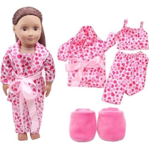 Coat + Pants + Robe + Slippers + Quilt + Pillow + Eye Patch Fit 18 Inch American&43cm Baby New Born Doll Clothes Accessories
