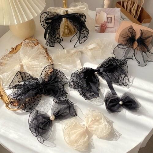 New Organza Bowknot Barrettes Lace Flower Ribbon Tassel Hair Clip Oversized Bow Headband Hairband Hair Ornament Hair Accessories
