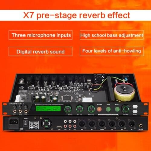 Pre-stage Effector Reverb X7 Professional KTV Reverb Household Karaoke Stage Anti-howling Balanced K Song Audio Processor Mixer