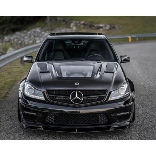 Transparent Glass Carbon Fiber Front Bumper Engine Hood Bonnet Vent Cover For Mercedes-Benz W204 C63 AMG 2007-2014