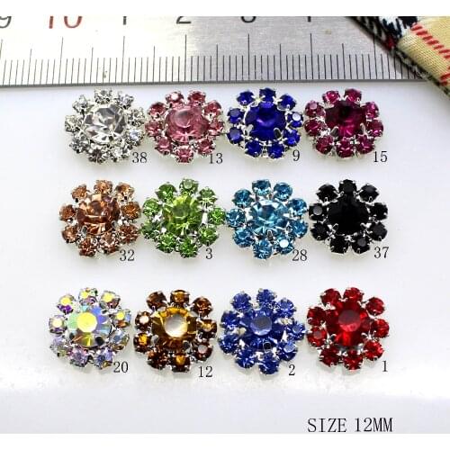12 Color Flat Back Rhinestone decoration button button used on diy craft shank return 12mm 10 pcs / lot