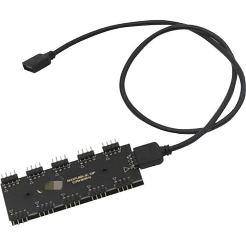 Motherboard RGB Synchronization HUB Splitter 1 to 10 RGB 5V 3 Pin /12V 4IN SYNC Extension Cable for GIGABYTE AURA RGB Fan