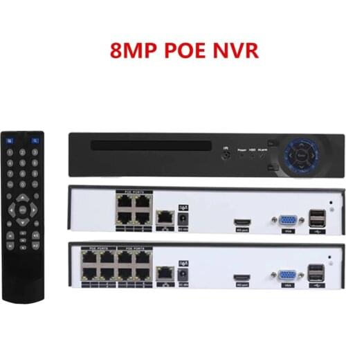 H.265 4K 4CH 8CH 8MP POE NVR Xmeye APP P2P Onvif IEE802.3af 48V POE Video Network Recorder For 5MP/8MP IP POE Camera System