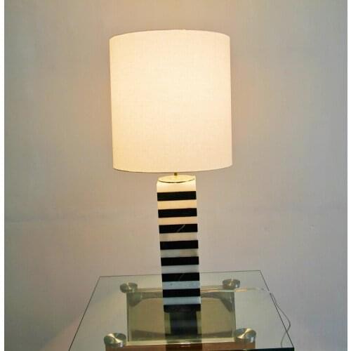 Modern minimalist model desk bedroom bedside lamp fashionable black and white zebra marble table lamp