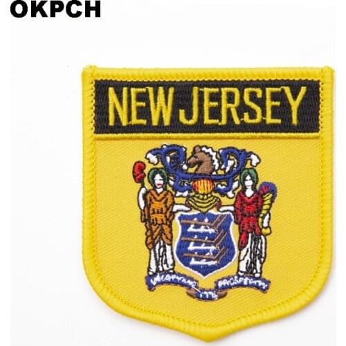 U.S.A New Jersey State Iron On Patch Embroidered Clothes Patch For Clothing Stickers Garment 10pcs 6*7cm UPI-0223-S