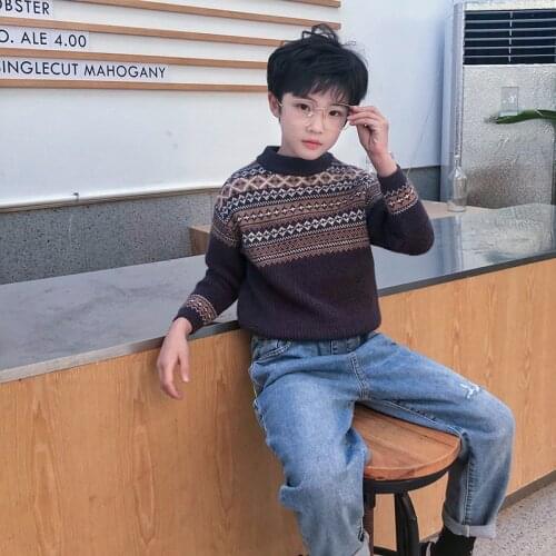 Scoop Spring Autumn Tops Boys Sweater Jacket Coat Kids Knitting Overcoat Outwear Teenager Children Clothes High Quality