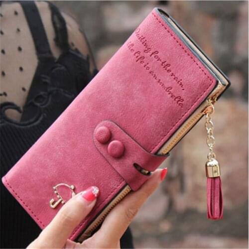Women Wallet PU Leather Luxury Modis Long Zipper Pocket Purse Card Holder Wristlet Wallet Tassel Clutch Handbag Female Purse