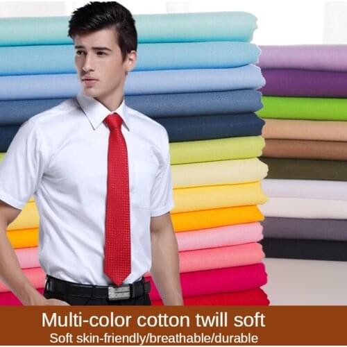 Pure Cotton Fabric 100% Breathable Shirt Clothes Sheet for Sewing Solid Color White Black Red Summer Twill Brocade By The Meter