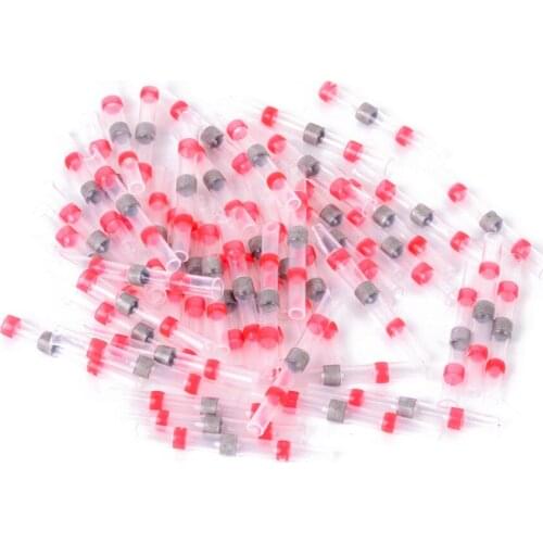 100pcs/50pcs Seal Heat Shrink Butt Wire Connectors Terminals AWG22-18 Red Solder Sleeve Waterproof wire connector