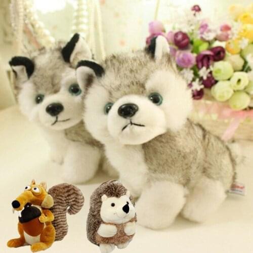 18cm Husky Dog Squirrel Hedgehog Stuffed Plush Toy The Kawaii Simulation Husky Dog Plush Toy Birthday Gift Baby Kids Stuffed Toy