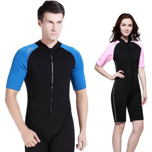 Lovers 2mm Neoprene Swimming Suit for Women Men Scuba Diving Suits Zipper One Piece Wet Suits Male Female Short Sleeve Wetsuit