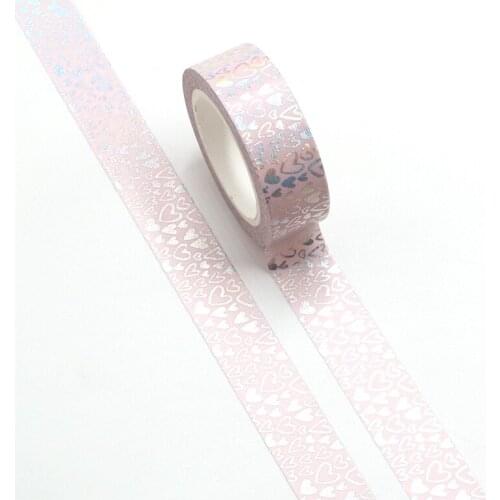 2pcs/lot Decorative Cute Silver Foil Hearts Washi Tapes Japanese Kawaii Scrapbooking Tools Masking Tapes for Photo Album