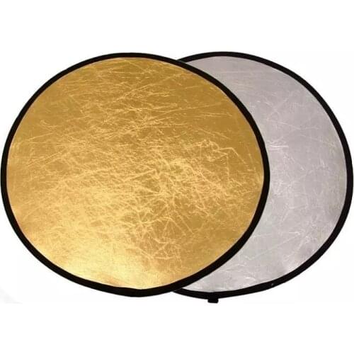 2 in 1 Gold an silver 24"/60cm Handhold Multi Collapsible Portable Disc Light Reflector for Photography
