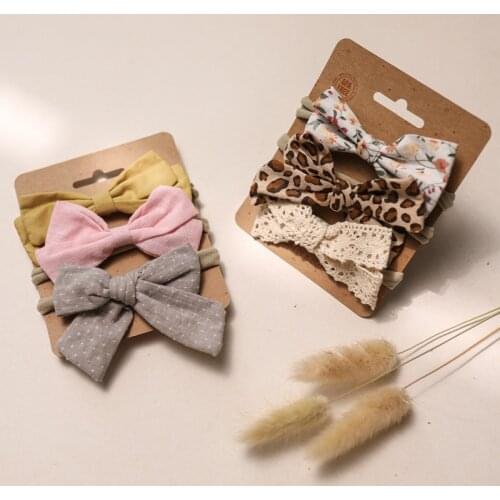 3pcs/set Baby Girl Headbands Bow Hair Tie Soft Nylon Elastic Rubber Band Head Rope Newborn Hair Accessories Hairbands Headwrap