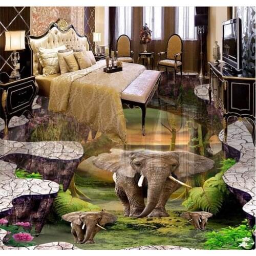 3d flooring custom wallpaper 3d floor murals Elephant 3d photo wallpaper room mural 3d floor wallpaper living room