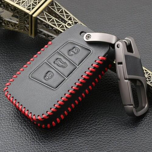 4D Leather Car Key Case For VW Volkswagen Skoda Superb Magotan Passat B8 A7 Golf Smart Remote Fob Cover Keychain Bag Accessories