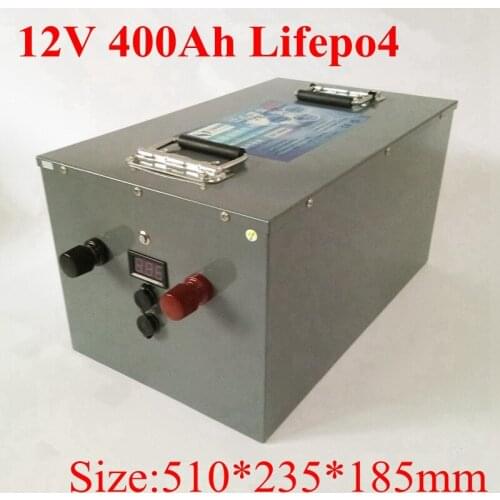 12V 400AH Lifepo4 Battery Pack with LCD BMS 4S for Golf Cart EV Solar Storage Backup Power Boat Tricycle Light +10A Charger