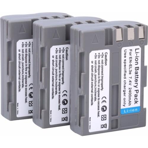 3PCS EN-EL3e EL3e 7.4V 2400mAh Camera Batteries For Nikon ENEL3E EN EL3E D30 D50 D70 D90 D70S D300 + Wholesale