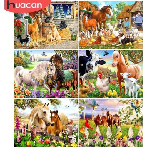 HUACAN 5D Diamond Painting New Arrivals Animal Horse Wall Decor Embroidery Mosaic Farm Cross Stitch Diamond Art