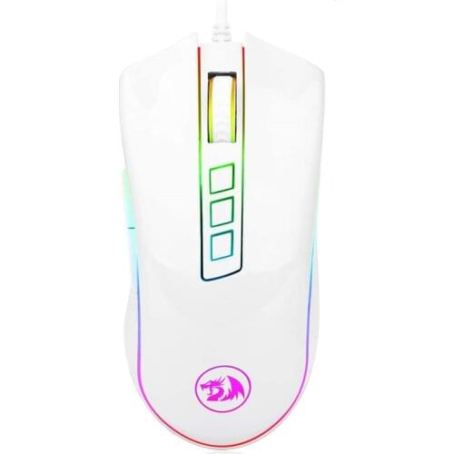 Redragon M711 Cobra Gaming Mouse 16.8 Million RGB Backlit 10000 DPI Adjustable Comfortable Grip 7 Programmable Buttons White