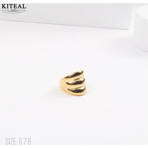 KITEAL floating charms Gold color size 6 7 8 Girl finger Ring The forest system, ins Jewelry on the neck love