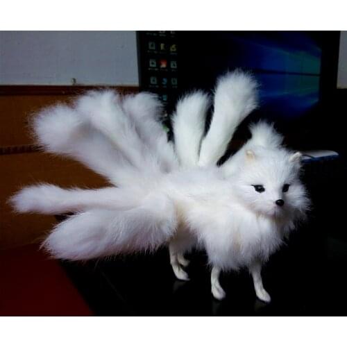 Creative simulation standing fox toy polyethylene & furs white nine-tails fox doll gift about 23x12cm 1182