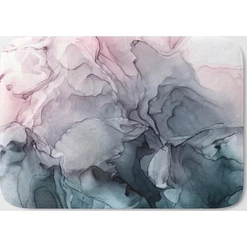 HOT Bathroom Rugs Blush and Paynes Gray Flowing Abstract Bath Mat Flannel Absorbent Non Slip Doormat Entrance Door Bath Room Mat