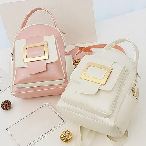 Fashion Mini Backpack Women PU Leather Patchwork Designer Shoulder Bag Portable Female Travel Backpack