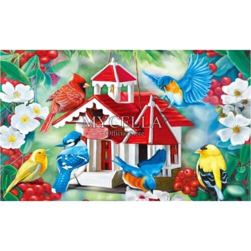Cartoon 5d Diy Diamond Painting Birds & Flowers Birdhouse Diamond mosaic Animal Diamond embroidery Cross Stitch Home decor Gifts