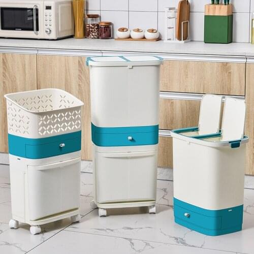 Garbage Classification Trash Can Japanese Style Plastic Food Simple Large Trash Can Kitchen Kosz Na Smieci Home Products DG50WB