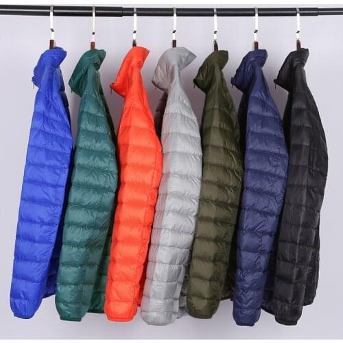 Mens Lightweight Down Jacket Winter 7 Color Classic Casual Stand Collar White Duck Down Portable Coat Male Brand Clothes