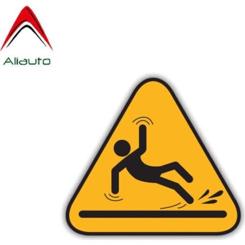 Aliauto Warning Car Sticker Caution Wet Floor Slippery Road Accessories Personality PVC Decal for Lada Vw Gt Subaru ,11cm*10cm