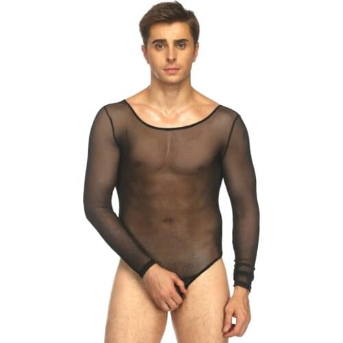 Mens Undershirt Sexy Underwear Breathable Mesh Men Lingerie Nightclub Stage DS Bodysuit Jumpsuit Shorts Men Sleepwear Nightwear