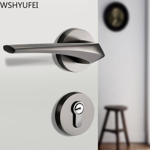 Nordic Style Zinc Alloy Room Door Lock Handle Interior Door Lock Safety Mute Anti-theft Gate Bedroom Toilet Hotel Hardware