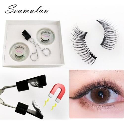New 2pairs Magnetic Eyelashes 3D False Mink Eyelashes Magnet Lashes Magnetic eyelashes&clip set Eyelash Extension makeup tool
