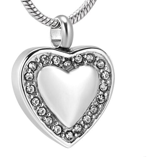 IJD12457 Crystal Heart Cremation Urn Jewelry Engravable Keepsake Pendant Hold Ashes Of Loved One Cremation Necklace For Women