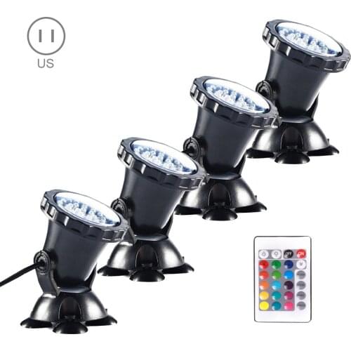 4-In-1 Aquarium Light Submersible Underwater Spotlight With Remote Control For Fish Garden Fountain LED Aquarium Fish Tank Light