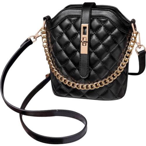 Quilted Leather Messenger Bags for Women Bucket Bag Fashion Ladies Chain Shoulder Bags Purses and Handbags Luxury Designer Bags
