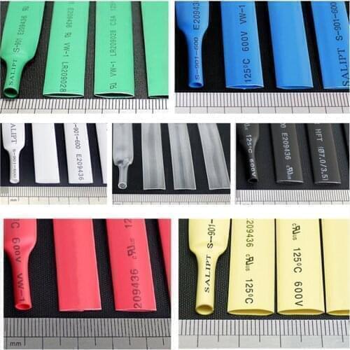 25mm Wide / 15mm Diameter Polyolefin 2:1 Heat Shrink Tubing ROHS UL Black/Red/Yellow/Green/Blue/White/Clear