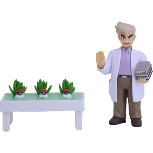 TOMY Pokemon Action Figure Pikachu Professor Oak Scene Model Toy