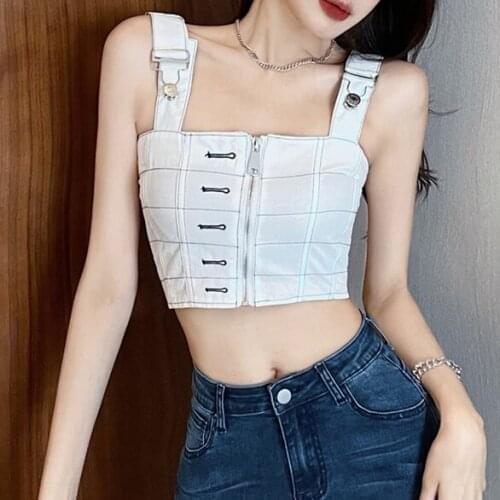 Bright line cami top women cropped top fashion women Bright Line Decoration tanks tops cute tops women