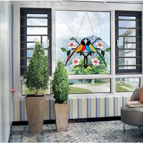 Birds Ornaments Pendant Hanging Art Handmade Painting Outdoor Decor for Windows or Doors Home Decoration