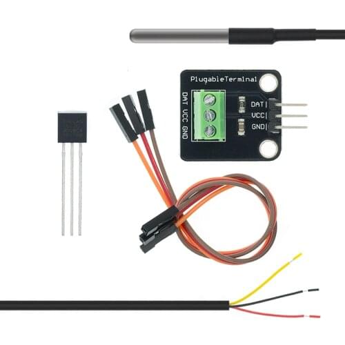 DS18B20 Temperature Sensor Module Kit Waterproof 100CM Digital Sensor Cable Stainless Steel Probe Terminal Adapter For Arduino