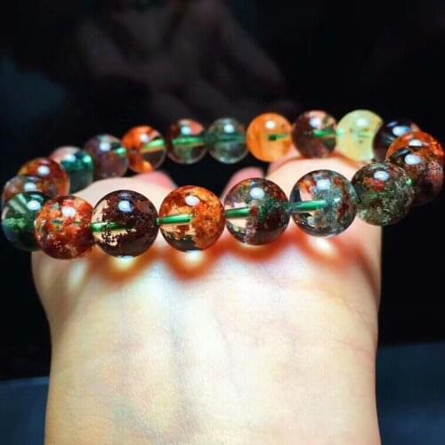 Top Quality Natural Colorful Phantom Quartz 10mm Women Man Round Beads Stretch Bracelet Genuine Crystal Certificate AAAAA